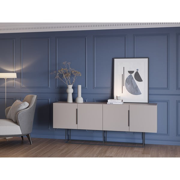 Szürke-bézs alacsony komód 200x80 cm Titan – Marckeric-image-1