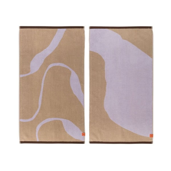 Levendula színű-világosbarna bio pamut törölköző szett 2 db-os 50x90 cm Nova Arte – Mette Ditmer Denmark