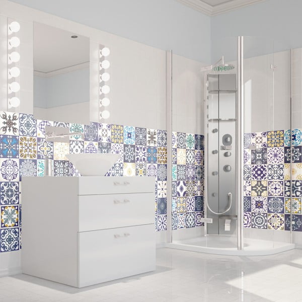 Wall Decal Tiles Azulejos Cyprus 60 db-os falmatrica szett, 15 x 15 cm - Ambiance
