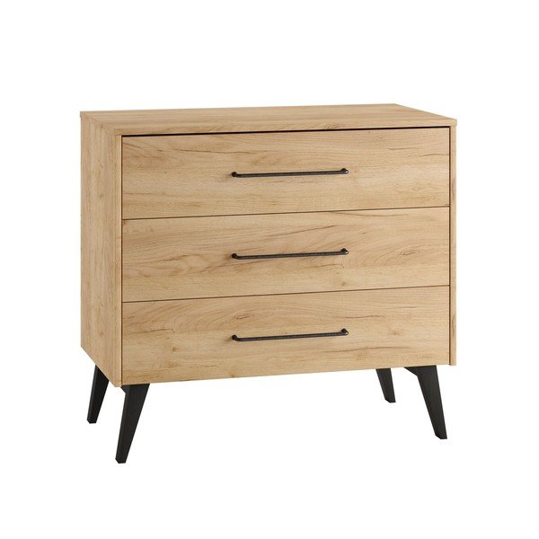 Natúr színű alacsony gyerek komód bükkfa dekorral 100x92 cm Retro – Pinio-image-2