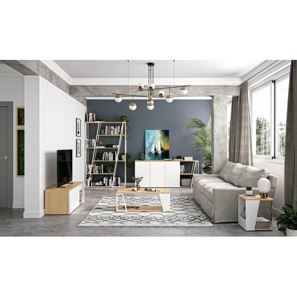 Dohányzóasztal tölgyfa dekoros asztallappal 40x40 cm Albi - TemaHome-image-3