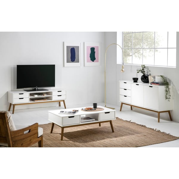 Baku fehér dohányzóasztal tömör borovi fenyőből - Marckeric-image-1