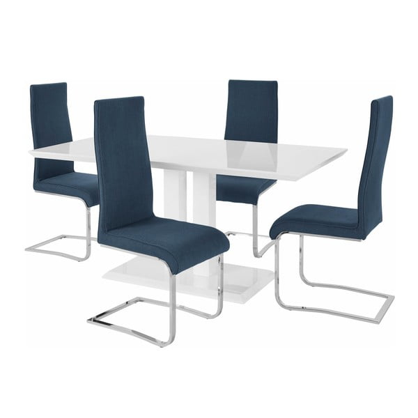 Mai étkezőasztal és 4 részes kék szék szett - Støraa