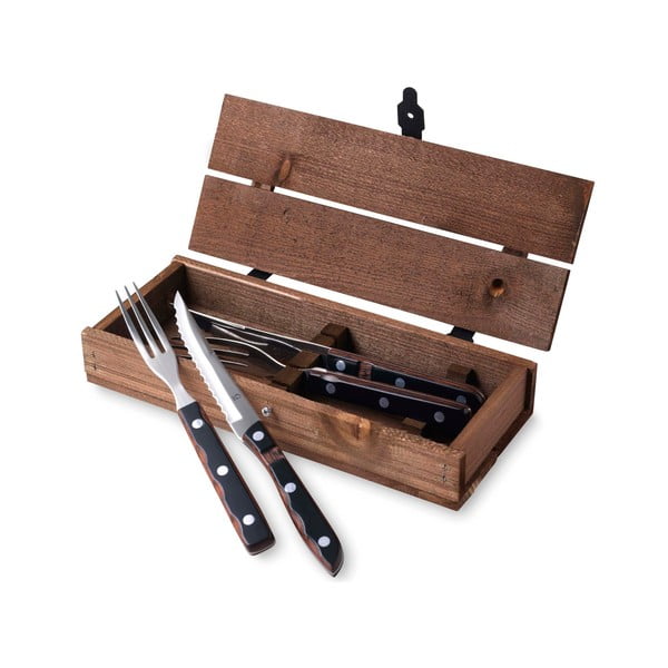 Fekete-ezüstszínű rozsdamentes acél evőeszköz készlet 4 db-os Old Farmer Classic – Gense-image-1