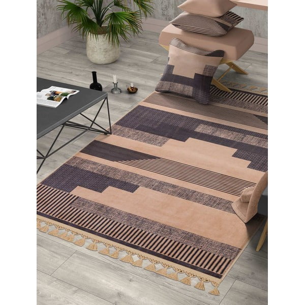 Barna-bézs mosható futószőnyeg 300x100 cm - Vitaus-image-1