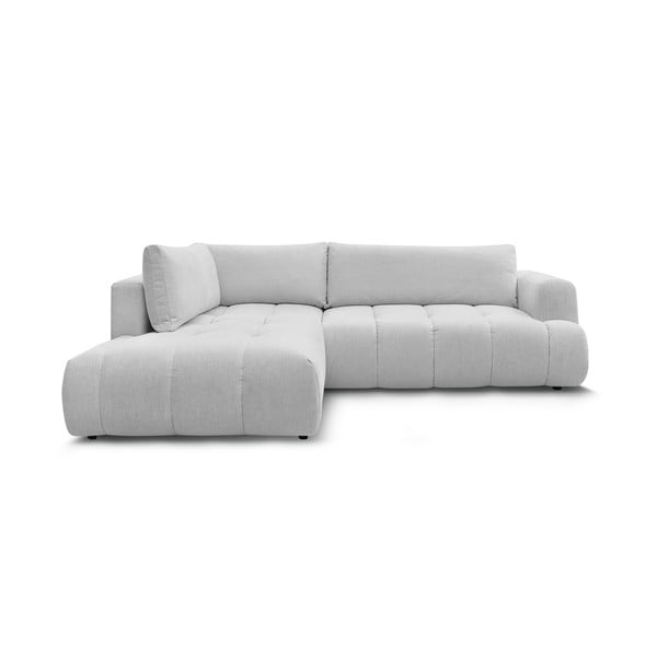 Világosszürke kinyitható-tárolóhelyes sarokkanapé (bal oldali-L alakú) Fuji – Bobochic Paris