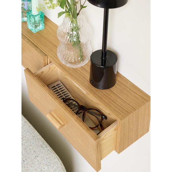 Natúr színű fali polc tölgyfa dekorral 60 cm Shuno – Hübsch-image-2