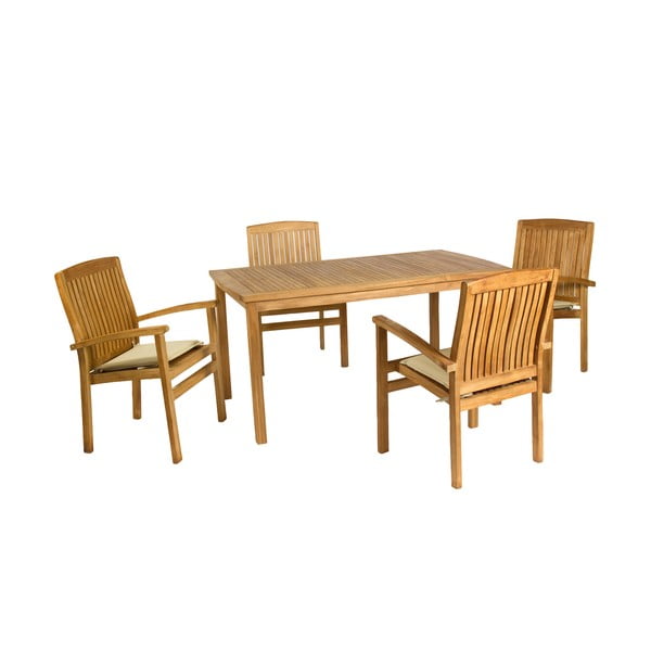 4 szék és asztal garnitúra teakfából - Santiago Pons