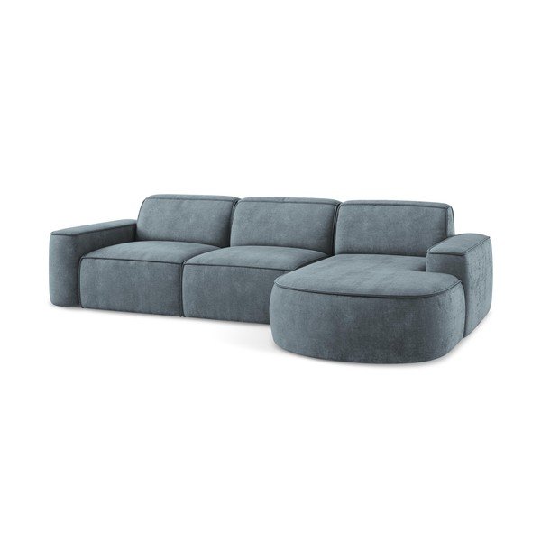 Szürkéskék zsenília sarokkanapé (jobb oldali-heverő résszel) Omao – Makamii-image-4