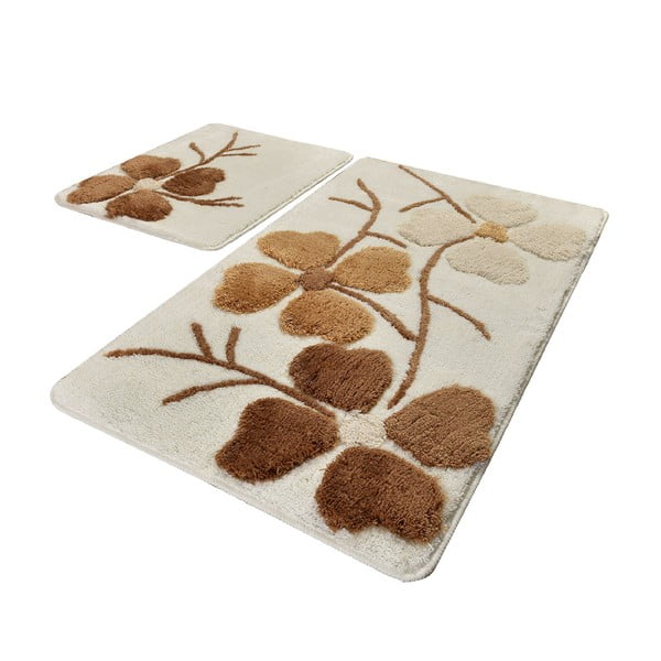 Barna-krémszínű fürdőszobai kilépő szett 2 db-os 60x100 cm Kırcicegi – Foutastic