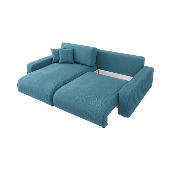Türkiz kordbársony kinyitható sarokkanapé Sara – Ropez-image-4