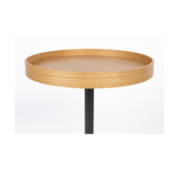 Kerek tárolóasztal tölgyfa dekoros asztallappal ø 40 cm Yuri S – White Label-image-2