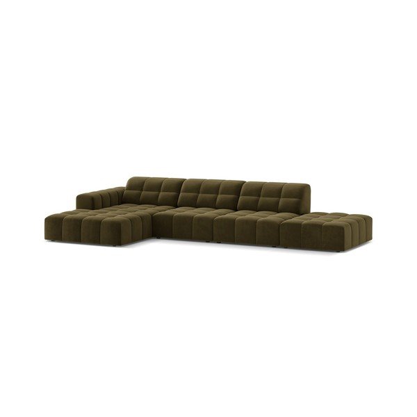 Khaki bársony sarokkanapé (bal oldali-heverő résszel) Chicago – Cosmopolitan Design-image-1