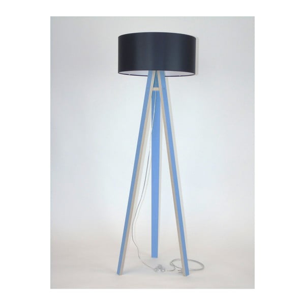 Wanda kék állólámpa, fekete búrával és átlátszó kábellel - Ragaba