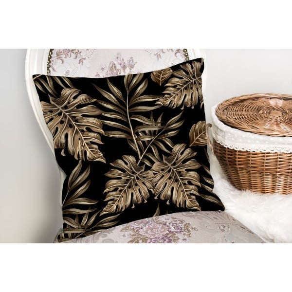 Golden Leafes With Black BG párnahuzat, 45 x 45 cm - Minimalist Cushion Covers-image-2