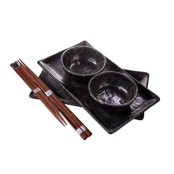 Flower fekete 2 személyes szervírozó szett sushihoz, 100 ml - MIJ-image-1