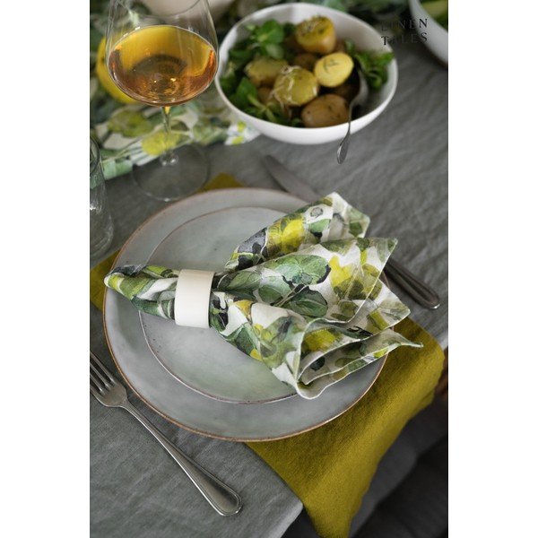 Zöld textil poháralátét szett 4 db-os Lotus – Linen Tales-image-1