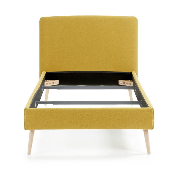 Lydia sárga kárpitozott ágy, 90 x 190 cm - Kave Home-image-2