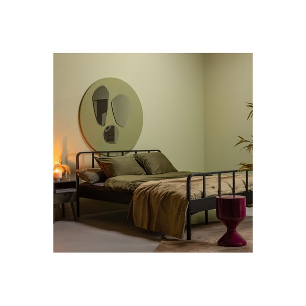 Fekete fém franciaágy ágyráccsal 160x200 cm Mees – WOOOD-image-1