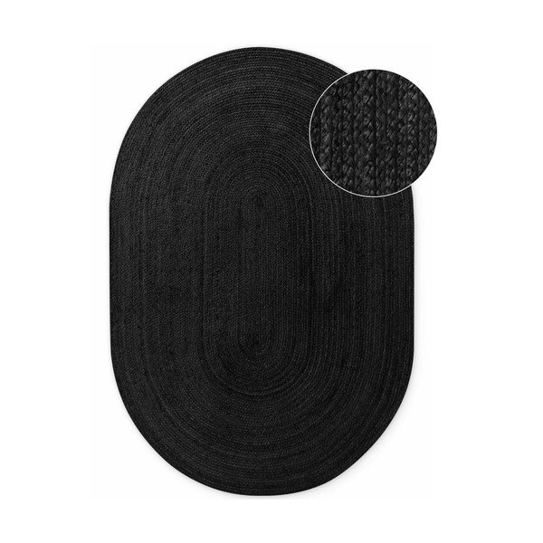 Fekete kétoldalas-kézi szövésű juta szőnyeg 160x230 cm Braided – Hanse Home