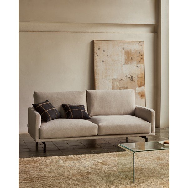 Bézs zsenília kanapé 214 cm Galene – Kave Home-image-1