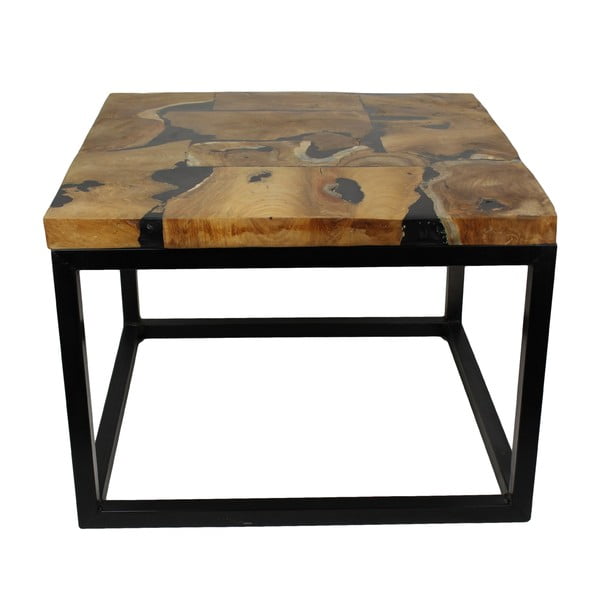 Resin dohányzóasztal teakfa asztallappal és fekete lábakkal - HSM collection