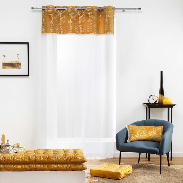 Sárga-fehér átlátszó függöny 140x280 cm Adelor – douceur d'intérieur-image-1