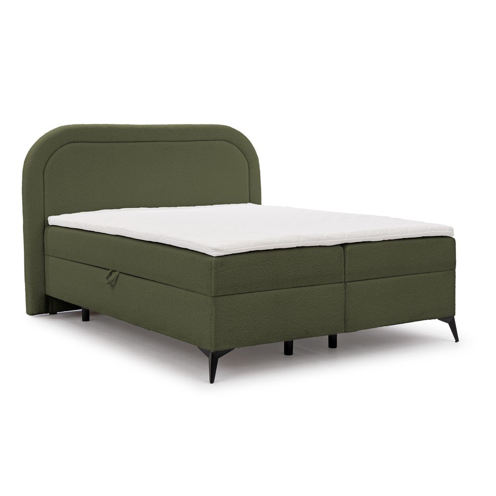 Zöld ágyneműtartós boxspring ágy 140x200 cm Ornes Ropez