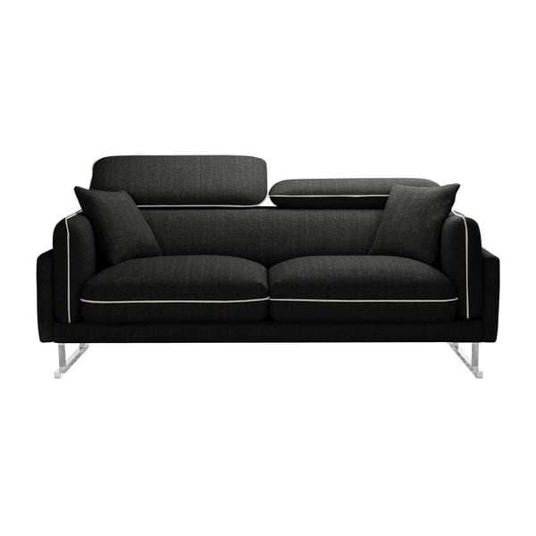 Gigi fekete 2 személyes kanapé krémszín szegéllyel - L'Officiel