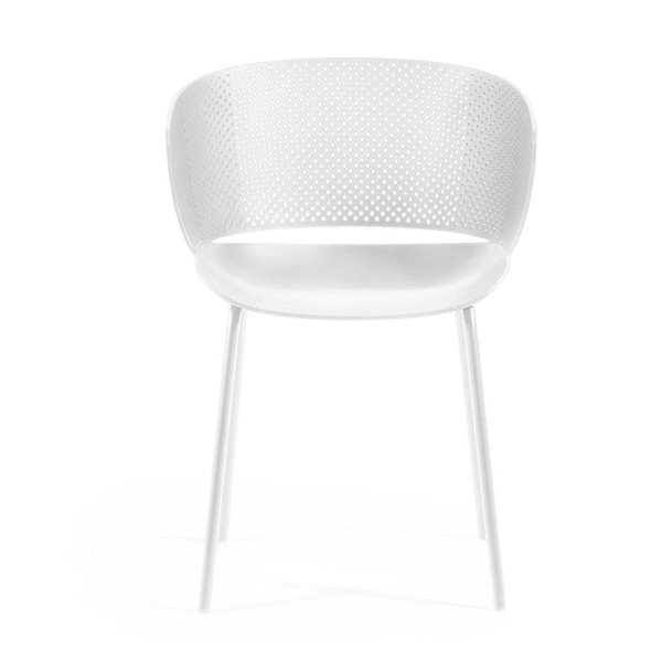 Fehér fém-műanyag kerti szék Yeray – Kave Home-image-1