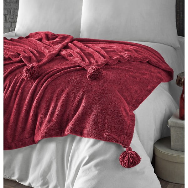 Piros mikroplüss ágytakaró egyszemélyes ágyra 160x200 cm Puffy – Mijolnir