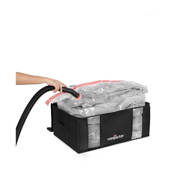Vákuumos-megerősített textil ruhatároló doboz szett 2 db-os 65x45x27 cm Black Edition – Compactor-image-4