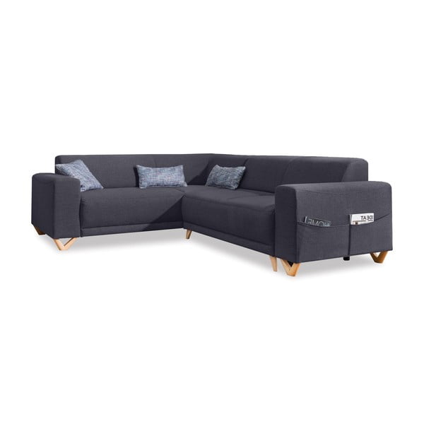 Antracitszürke kinyitható-tárolóhelyes sarokkanapé (bal oldali-L alakú) Classy Sophie – Miuform