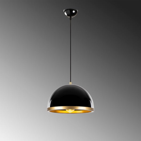 Fekete-aranyszínű függőlámpa fém búrával ø 30 cm Ferenci – Opviq lights-image-4