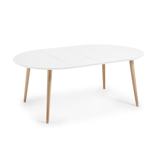 Fehér bővíthető étkezőasztal fehér asztallappal ø 120 cm Oqui – Kave Home-image-4