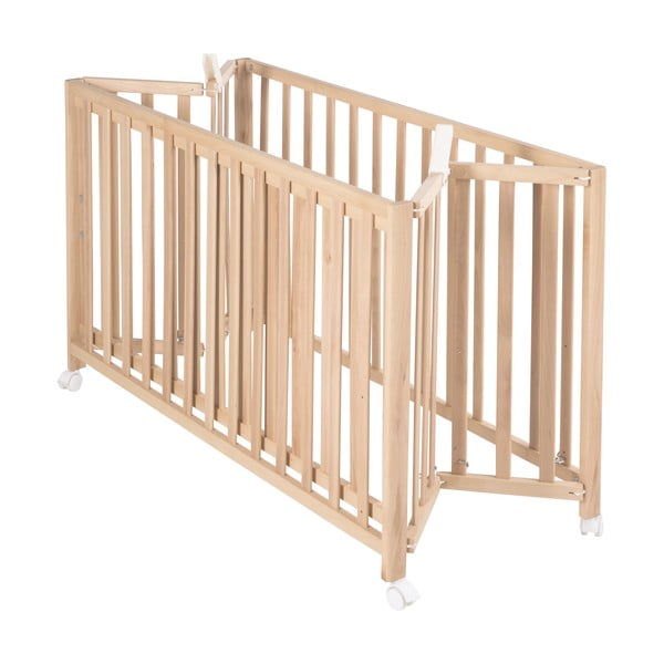 Natúr színű összecsukható  gurulós babaágy 60x120 cm Fold up – Roba-image-2