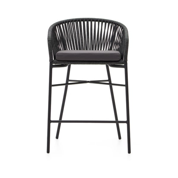 Fekete fém-párnázott kerti bárszék Yanet – Kave Home-image-3