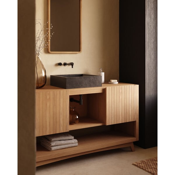 Natúr színű alacsony teakfa mosdó alatti szekrény 140x80 cm Kuveni – Kave Home-image-1