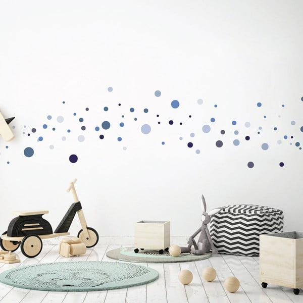 Round Stickers 100 db-os kék falmatrica szett - Ambiance-image-1