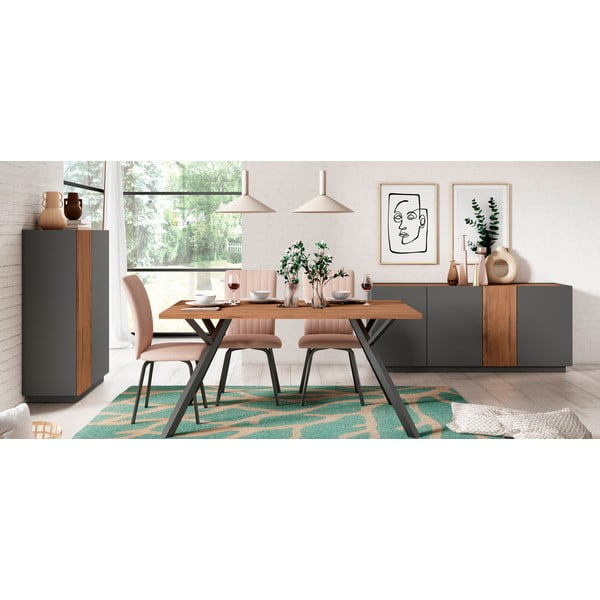 Étkezőasztal diófa dekoros asztallappal 90x160 cm Paola – Marckeric-image-1