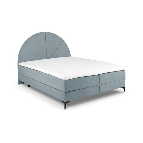 Világoskék boxspring ágy tárolóhellyel 160x200 cm Sunset – Cosmopolitan Design