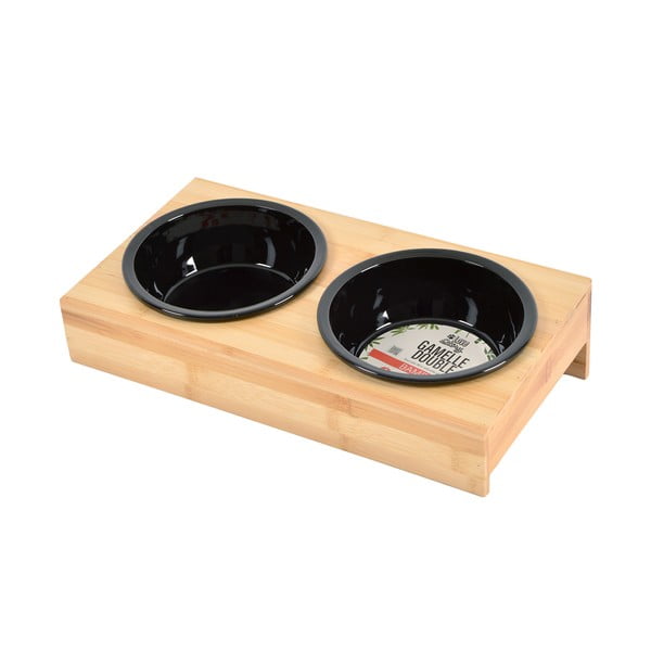 Bambusz tálka szett állvánnyal kutyáknak ø 16 cm – Love Story-image-2