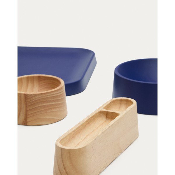 Sötétkék-natúr színű fa szervírozó tálka szett 4 db-os Bletz – Kave Home-image-3
