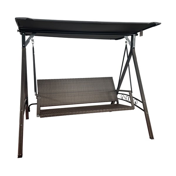 Szürke műrattan kerti hintaágy Rattan – Rojaplast-image-1