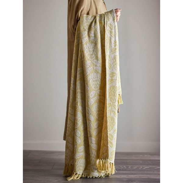 Sárga pamutkeverék takaró 130x155 cm Pratello – Bloomingville-image-4