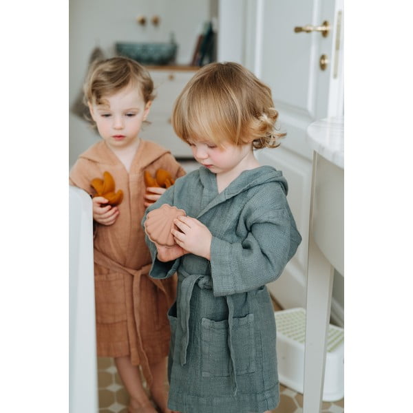 Nature kék len gyerek fürdőköpeny, méret: 104 - 116 - Linen Tales-image-4