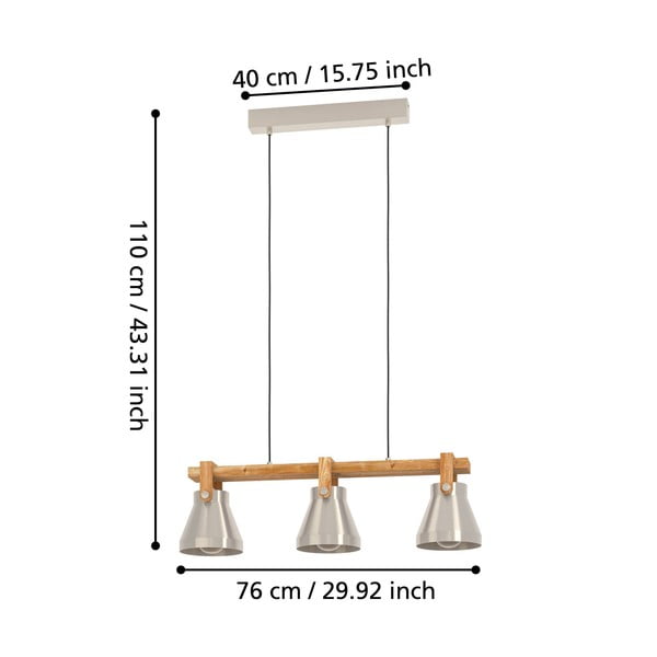 Ezüstszínű-natúr színű függőlámpa fém búrával CAWTON – EGLO-image-2