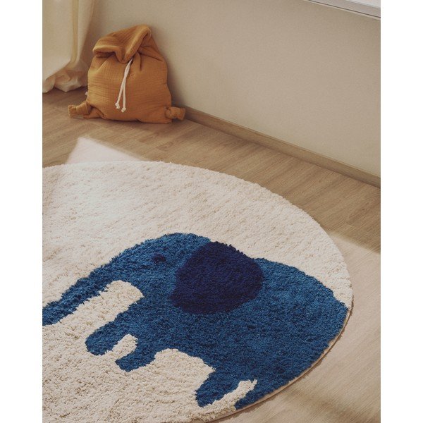 Elefántcsont színű mosható-kézi szövésű pamut gyerek szőnyeg ø100 cm Tandani – Kave Home-image-1