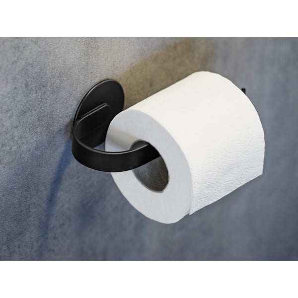 Matt fekete öntapadós fém WC-papír tartó Bivio – Wenko-image-1