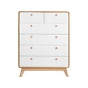 Fehér-natúr színű magas komód tölgyfa dekorral 81x104 cm Caitlin – Støraa